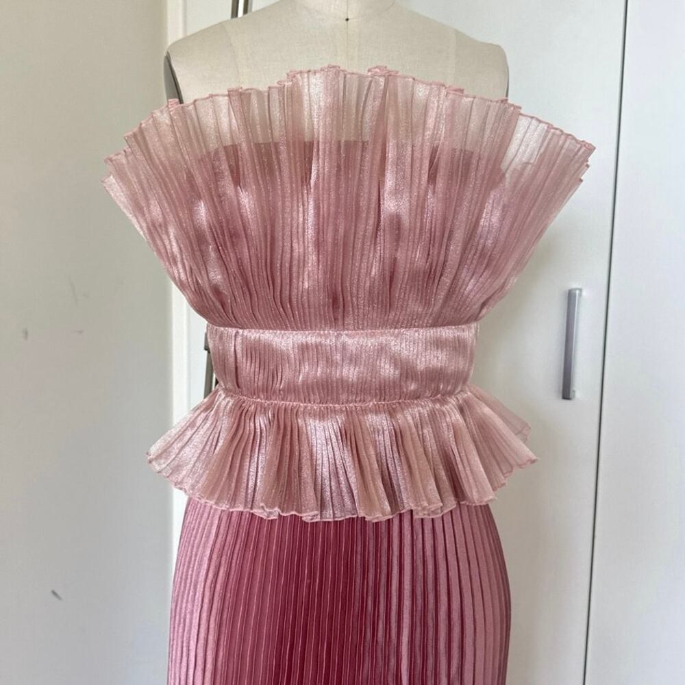 Pink L'IDEE Masquerade Peplum Dress SZ US 6 - Picture 2 of 7